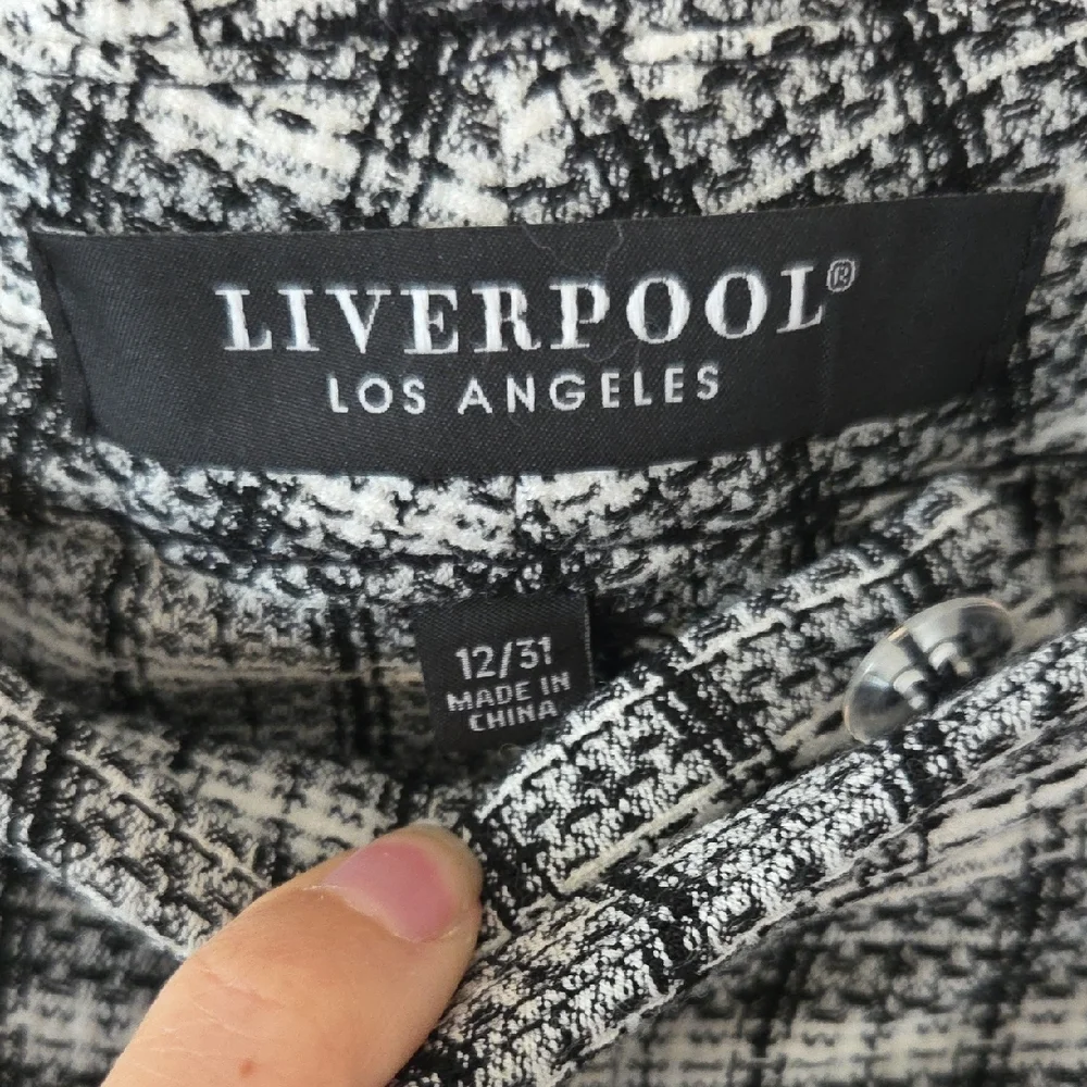 Liverpool Black and White Plaid Slim Pant - Picture 2 of 5